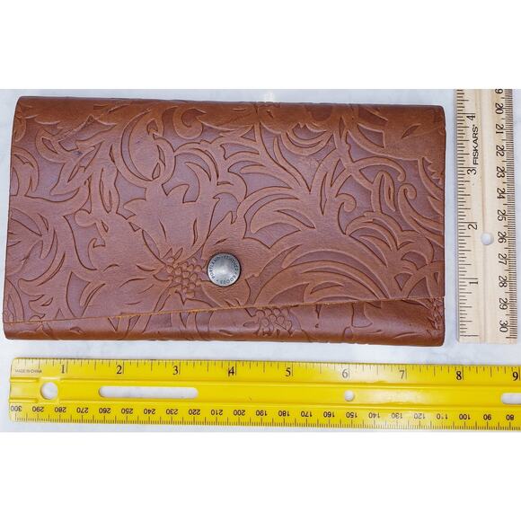 PORTLAND LEATHER GOODS Rancher Wallet Floral Embossed Tooled Leather in Brown - Picture 12 of 16